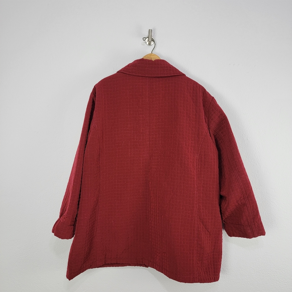 Tudor Court by Haband Red Quilted Snap Button Jacket Size 2X - Picture 9 of 14